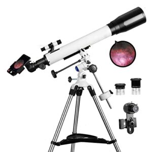 telescopes for adults, 70mm aperture and 700mm focal length professional astronomy refractor telescope for kids and beginners – with eq mount, 2 plossl eyepieces and smartphone adapter