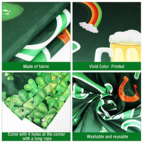 Happy Birthday St. Patrick's Day Backdrop Banner Saint Patricks Birthday Party Decorations Green Shamrock Sign Irish Luck Day Photo Booth Banner Birthday Backdrops Decor Supplies