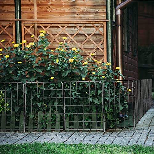 Skcoipsra Decorative Garden Fence 10 Pack, 24in(H) x 10ft(L) No Dig Animal Barrier Fence, Rustproof Metal Fencing for Yard, Dog Rabbits Wire Section Garden Edging Border for Yard Patio Garden, Grid