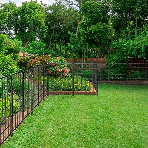 Skcoipsra Decorative Garden Fence 10 Pack, 24in(H) x 10ft(L) No Dig Animal Barrier Fence, Rustproof Metal Fencing for Yard, Dog Rabbits Wire Section Garden Edging Border for Yard Patio Garden, Grid