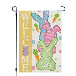 crowned beauty easter bunnies tail garden flag 12×18 inch double sided for outside burlap small carrots welcome yard holiday decoration cf716-12
