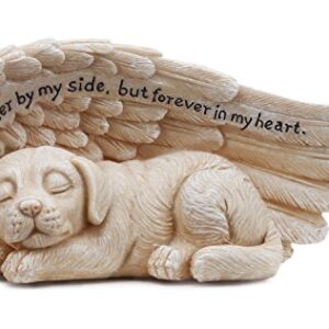 Napco 11146 Small Sleeping Dog in Angel's Wing Garden Statue with Inscription, 8 x 4
