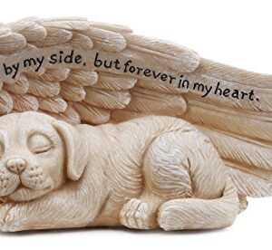 Napco 11146 Small Sleeping Dog in Angel's Wing Garden Statue with Inscription, 8 x 4