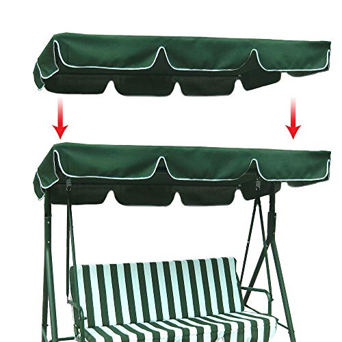 Swing Canopy Replacement, Waterproof Swing Top Cover Canopy Replacement Garden Patio Porch Yard Outdoor, Top Cover Only (74'' x 45'') (Green)