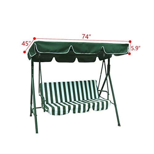 Swing Canopy Replacement, Waterproof Swing Top Cover Canopy Replacement Garden Patio Porch Yard Outdoor, Top Cover Only (74'' x 45'') (Green)