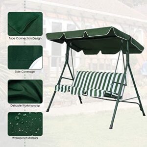 Swing Canopy Replacement, Waterproof Swing Top Cover Canopy Replacement Garden Patio Porch Yard Outdoor, Top Cover Only (74'' x 45'') (Green)