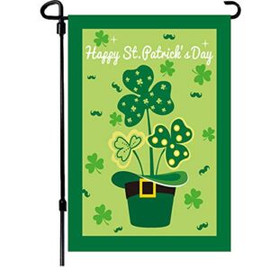 st patrick’s day garden flag,shamrock/hat st patricks flag 12.5 x 18 inch double-sided display 2 layer linen for garden and home decorations