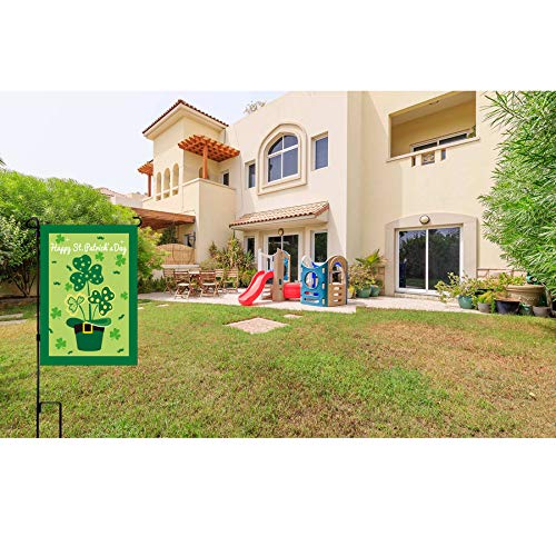 St Patrick's Day Garden Flag,Shamrock/Hat St Patricks Flag 12.5 x 18 Inch Double-Sided Display 2 Layer Linen for Garden and Home Decorations