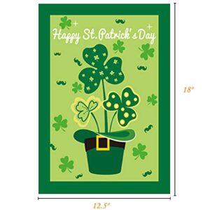 St Patrick's Day Garden Flag,Shamrock/Hat St Patricks Flag 12.5 x 18 Inch Double-Sided Display 2 Layer Linen for Garden and Home Decorations