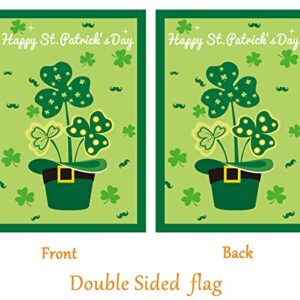 St Patrick's Day Garden Flag,Shamrock/Hat St Patricks Flag 12.5 x 18 Inch Double-Sided Display 2 Layer Linen for Garden and Home Decorations