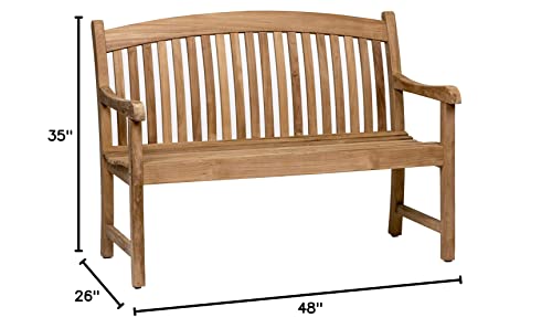 Amazonia Newcastle Patio Bench | Made of Real Teak | Ideal for Outdoors and Indoors, 48Lx26Wx35H, Light Brown