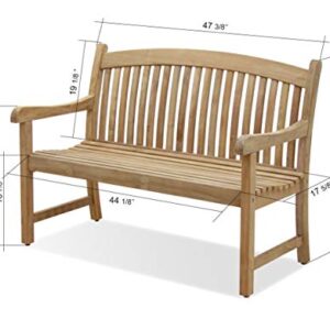 Amazonia Newcastle Patio Bench | Made of Real Teak | Ideal for Outdoors and Indoors, 48Lx26Wx35H, Light Brown