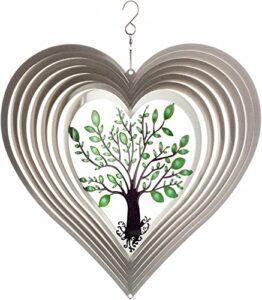 heart wind spinners for yard and garden, metal ornaments for garden décor, outdoor wind spinner, heart décor gifts, outdoor garden decoration, 12 inch heart wall décor by iseo