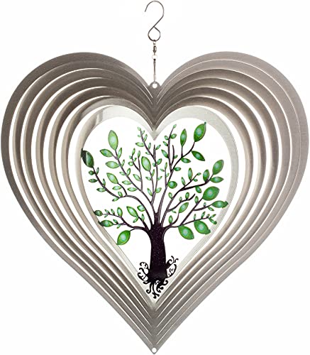 Heart Wind Spinners for Yard and Garden, Metal Ornaments for Garden Décor, Outdoor Wind Spinner, Heart Décor Gifts, Outdoor Garden Decoration, 12 inch Heart Wall Décor by ISEO