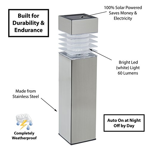 Morvat LED Solar Path Lights, Solar Walkway Lights Pathway Lights Solar Powered Solar Pathway Lights Yard Lights Outdoor Solar Powered Stainless Steel & Durable Plastic Waterproof, White Light, 8 Pack