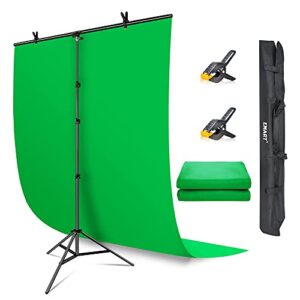 emart green screen backdrop with stand, 5×7 ft collapsible greenscreen with portable t-shaped background support kit, 5×8.5 ft adjustable stand for streaming, gaming, zoom