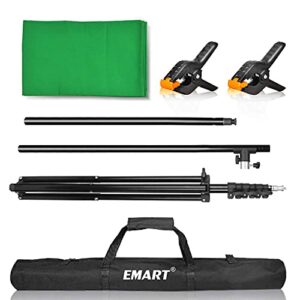 EMART Green Screen Backdrop with Stand, 5x7 ft Collapsible Greenscreen with Portable T-Shaped Background Support Kit, 5x8.5 ft Adjustable Stand for Streaming, Gaming, Zoom