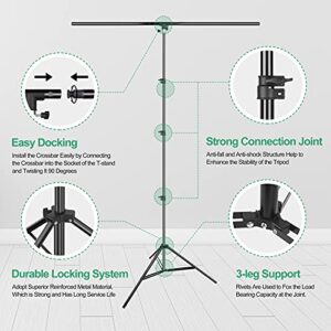 EMART Green Screen Backdrop with Stand, 5x7 ft Collapsible Greenscreen with Portable T-Shaped Background Support Kit, 5x8.5 ft Adjustable Stand for Streaming, Gaming, Zoom