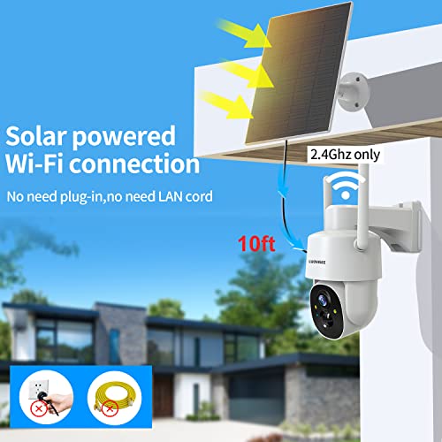 Luovisee Solar Wireless Outdoor Camera,2K Rechargeable Battery WiFi Camera,with PTZ,360 View,Motion Detection,Spotlight Colorful Night Vision,2-Way Audio,Cloud/SD Card Storage,AI Analysis