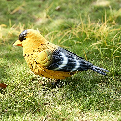 American Goldfinch Metal Garden Bird, Yard Sculpture Art- Large Realistic Standing Gold Finch Bird - Outdoor Fall, Winter, Spring, Summer Decoration- Decor - Perfect and Sympathy Gifts