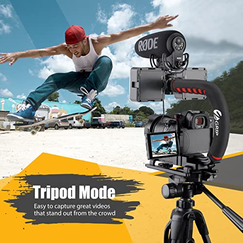 Zeadio Video Action Stabilizing Handle Grip Handheld Stabilizer with Hot-Shoe Mount for Canon Nikon Sony Panasonic Pentax Olympus DSLR Camera Camcorder