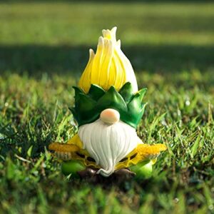 LA JOLIE MUSE Newest Garden Decor, Garden Gnomes, Upgraded Sunflower Solar Gnomes, Outdoor Decoration for Patio Yard Lawn, Housewarming Garden Gifts