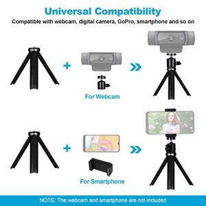 NexiGo Lightweight Mini Tripod for Camera/Phone/Webcam, Extendable Stand, for NexiGo Logitech Webcam C920 C922 C925e C922x C930e C930 C615 Brio and Other Devices with 1/4" Thread