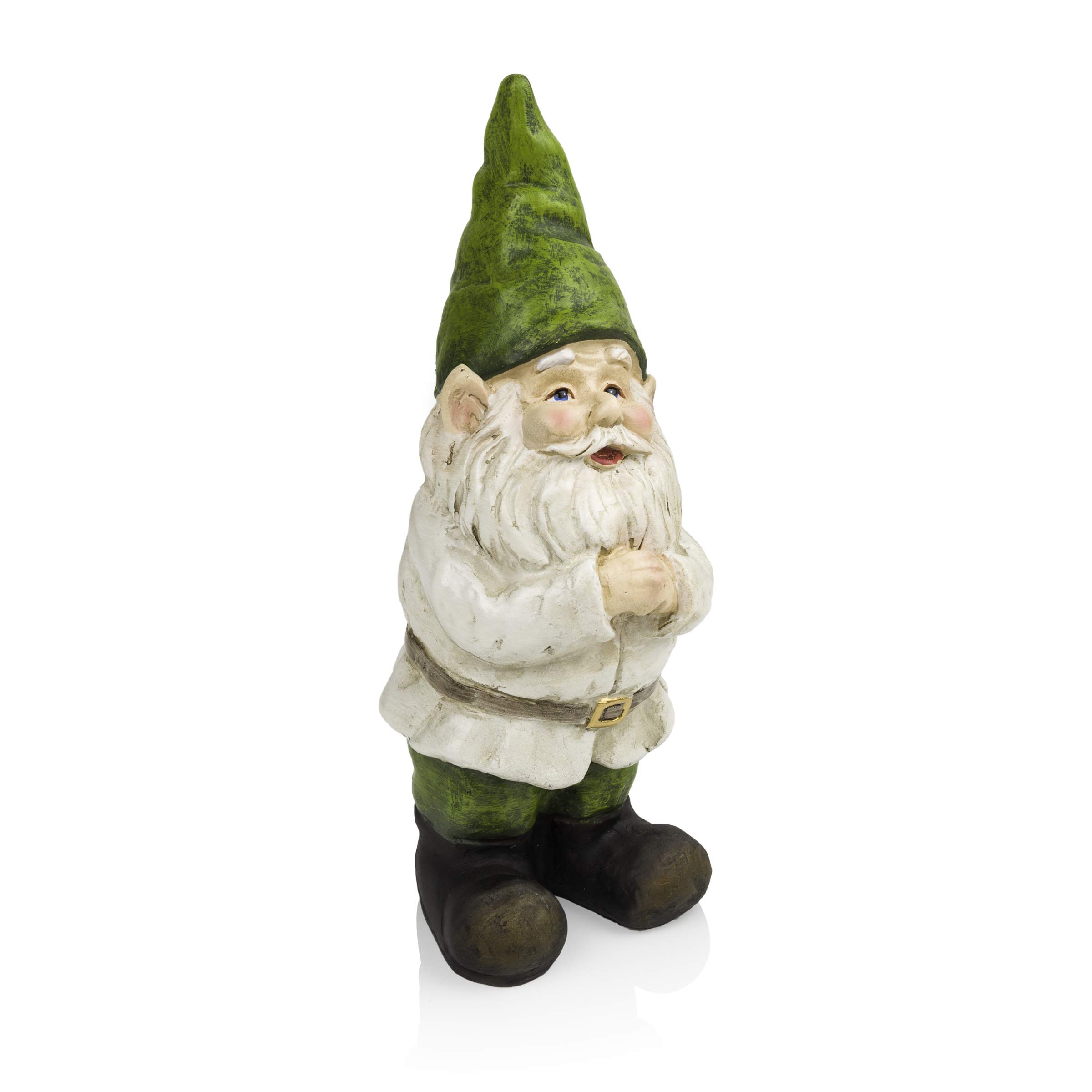 Alpine Corporation 12" Tall Outdoor Garden Gnome Folding Hands Yard Statue Decoration