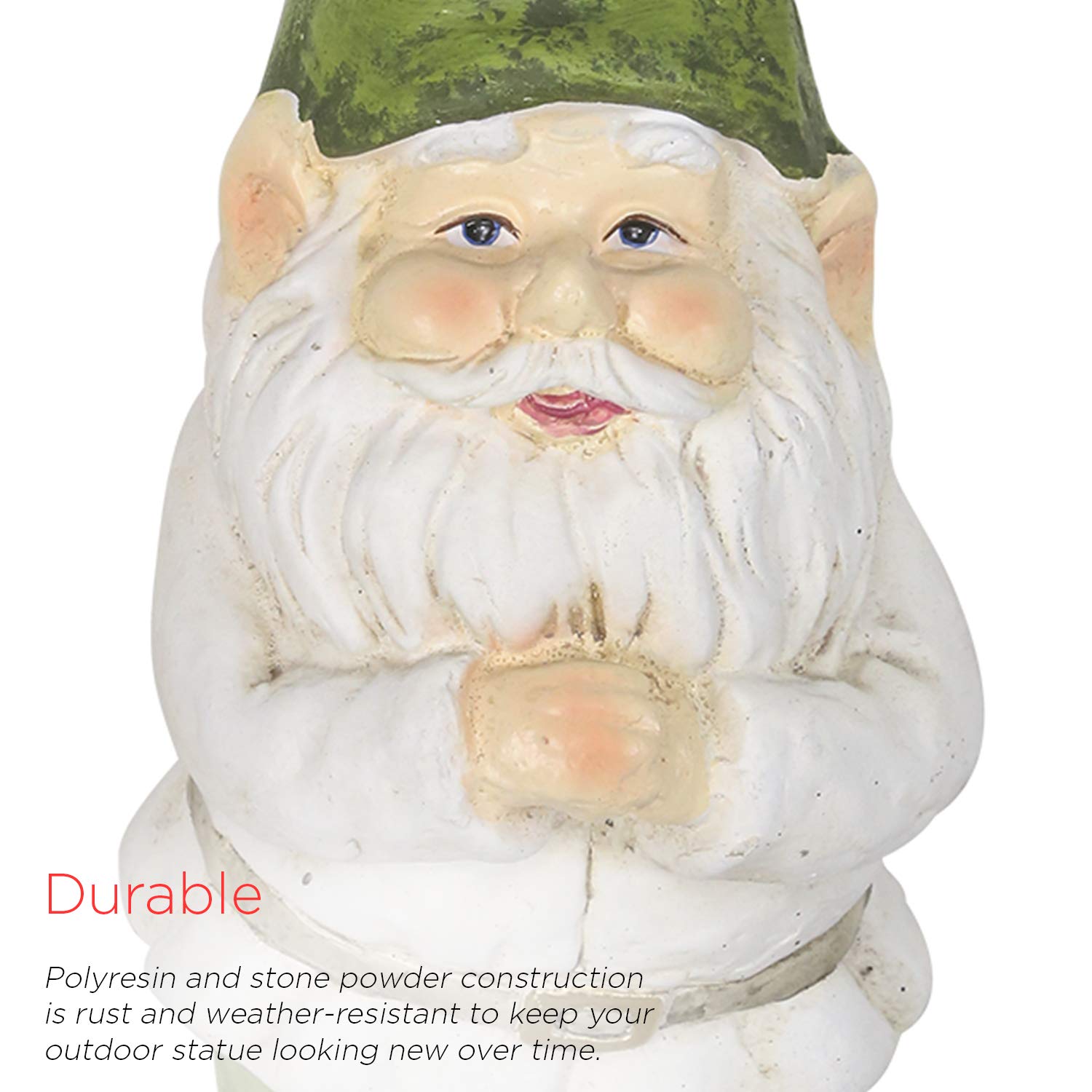 Alpine Corporation 12" Tall Outdoor Garden Gnome Folding Hands Yard Statue Decoration