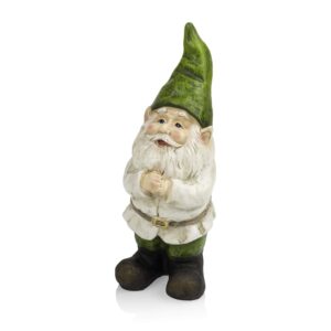 Alpine Corporation 12" Tall Outdoor Garden Gnome Folding Hands Yard Statue Decoration