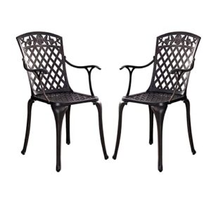 withniture cast aluminum patio chairs,outdoor dining chairs set of 2 with high back,metal patio chairs,all weather outdoor bistro chair for garden,backyard(bronze)