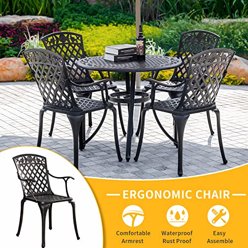 Withniture Cast Aluminum Patio Chairs,Outdoor Dining Chairs Set of 2 with High Back,Metal Patio Chairs,All Weather Outdoor Bistro Chair for Garden,Backyard(Bronze)