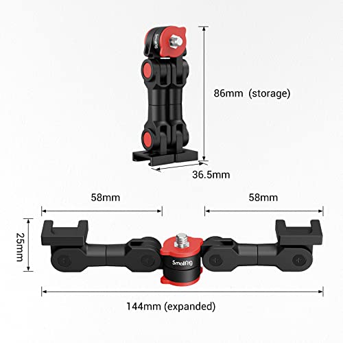 simorr Dual Cold Shoe Extension Bar Universal Cold Shoe Mount Bracket Plate Adapter, Camera Flash Brackets with 1/4" Thread Holes for Microphone,Led Video Light,Audio Recorder Monitors-3483