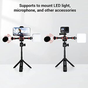 simorr Dual Cold Shoe Extension Bar Universal Cold Shoe Mount Bracket Plate Adapter, Camera Flash Brackets with 1/4" Thread Holes for Microphone,Led Video Light,Audio Recorder Monitors-3483