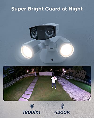 REOLINK 4K Floodlight Camera for PoE Security Camera System, IP Outdoor Camera in 180 Degree Ultra-Wide Angle, Human/Vehicle/Pet Alerts, 1800 Lumen Floodlights, Two Way Talk, Duo Floodlight PoE