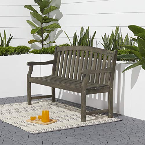 Vifah Renaissance Outdoor Patio 5-Foot Hand-Scraped Wood Garden Bench