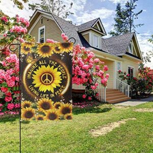 LSIWMSK Hippie Sunflower. Imagine All The People Living Life in Peace Flag 3D Print Vertical Double Sided Home Decoration Outdoor Garden Patio Yard Lawn Flag 12.5 X 18inch