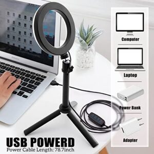 Selfie Ring Light for Zoom Meeting, Dimmable Desktop LED Circle Light with Tripod Stand, 8'' Lighting Kit Gifts for Live Streaming/Laptop Video Conference/Makeup/YouTube/Vlog/Video Recording