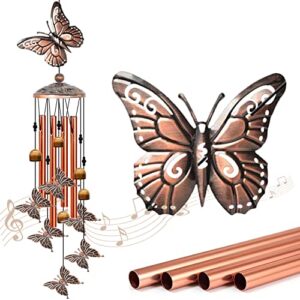 butterfly wind chimes outside,windchimes outdoors clearance,35in aluminum tube wind chime with s hook,butterflies gifts for women,yard porch garden patio decor,birthday gift for mom grandma friend