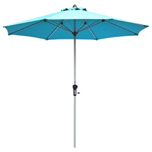 tangkula 9 ft patio umbrella, outdoor market table umbrella with 1.5¡± aluminum pole, 8 sturdy ribs & crank for garden, lawn, deck, backyard & poolside (turquoise)