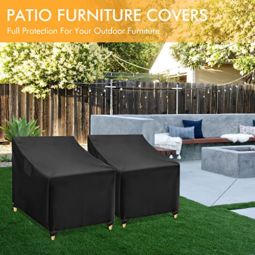 WLEAFJ Outdoor Chair Covers Waterproof, Black Lawn Patio Furniture Covers, Heavy Duty Wicker Garden Sofa Chair Cover, 2 Pack - 37" W x 40" D x 30" H