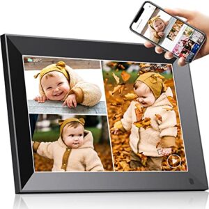 digital photo frame 10.1 inch, electronic picture frame wifi with app, smart electric video photo frame slideshow with email, 1280×800 ips fhd uploadable digital picture frames cloud storage