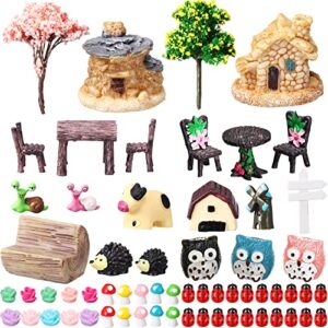 Skylety 64 Pieces Miniature Fairy Garden Accessories Mini Animals Miniature Ornament Kit Animal Figurines Animals Miniature Micro Landscape Accessories for Dollhouse Decoration Plant House Decor