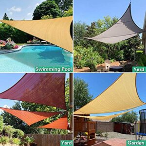 Artpuch Sun Shade Sail Canopy 10'x10’x14’ Sand 304 Stainless Steel Hardware Kit 6 inch Installation Set Cover for Patio Outdoor, 185GSM Triangle Backyard Shade Sail for Garden