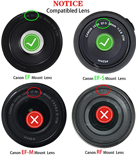 Camera Body Cap and Rear Lens Cover Compatible with Canon EOS EF EF-S Mount Camera T7 T6 90D 80D 77D 70D 60D 5Ds 1DX 5D 7D / 6D Mark II III 200D Rebel SL3 SL2 T6i T7i T6S T4i T5i T5 T3[2 Sets]