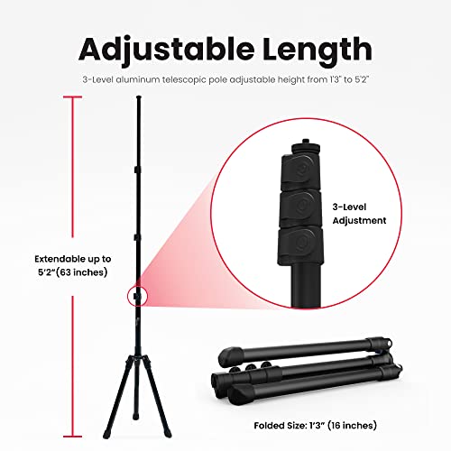 Pivo Tripod - Portable 63-inch Stand Aluminum Lightweight for Smartphone and Camera with Universal 1/4" Thread 3 Level Option for Action Camera, DSLR & Pivo Pods