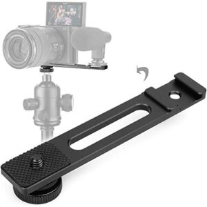 chromlives cold shoe bracket extension bar, hot shoe extension, microphone mount with 1/4” tripod screw compatible with mirrorless camera vlogging sony a6400 6300 6500 6000 zhiyun 4 dji osmo pocket