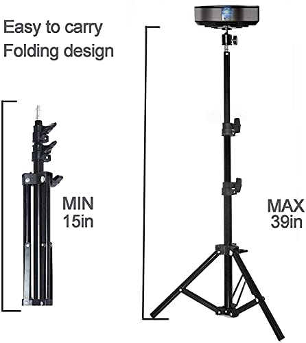 Projector Tripod Stand, 18" to 39" Portable Tripod Mount Floor Stand, Folding Floor Tripod Stand, Outdoor Stand for Projector,Camera, Webcam (Withstand 3 pounds 1.5kgs)