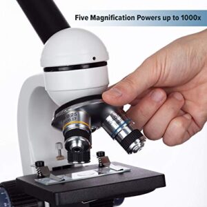 AmScope M150C-I 40X-1000X All-Metal Optical Glass Lenses Cordless LED Student Biological Compound Microscope