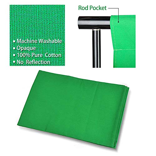 HYJ-INC Photo Video Studio 10 x12ft 100% Cotton Muslin Chromakey Green Screen Backdrop with 8.5 x 10ft Stand Photography Background Support System Kit Clamp, Carry Bag